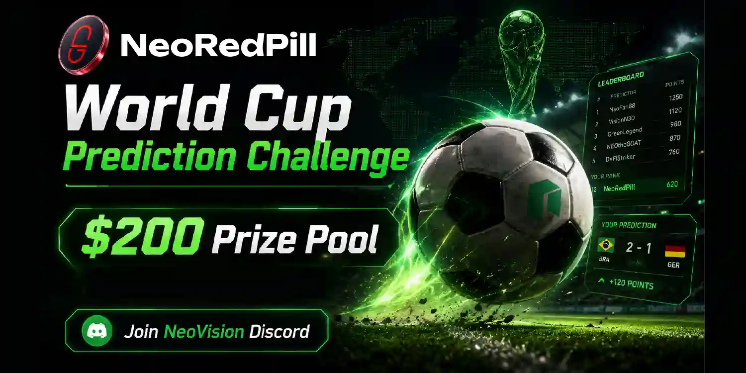 NeoRedPill World Cup Prediction Challenge with $200 prize pool and NEO or GAS rewards on NeoVision Discord